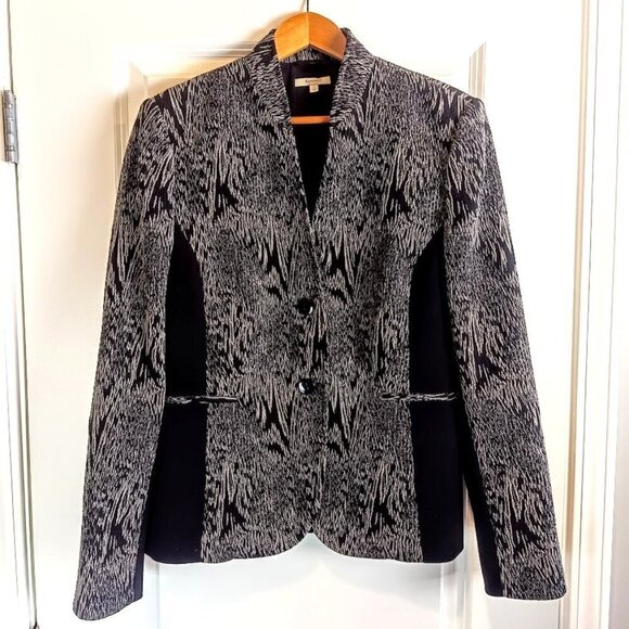 Santorelli Anita Made in Italy Black Grey Textured Jacket Blazer